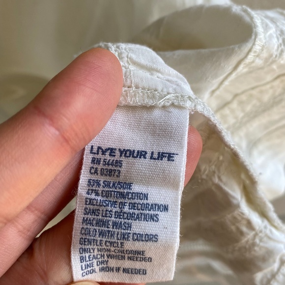 american eagle | cream peasant blouse | silk - Picture 4 of 6